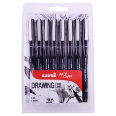 uni-Ball Pin Drawing Pens - Assorted - Pack of 8
